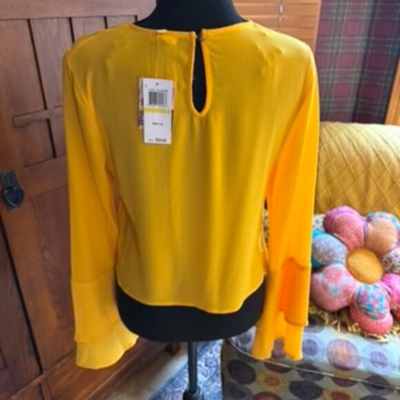 NWT Self Esteem Clothing Brand Long-Sleeve Gold Blouse Size Medium - Picture 2 of 7